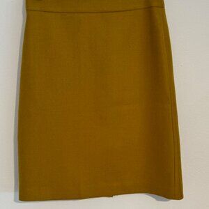 J. Crew Mustard Yellow 100% Wool Pencil Skirt Size 8